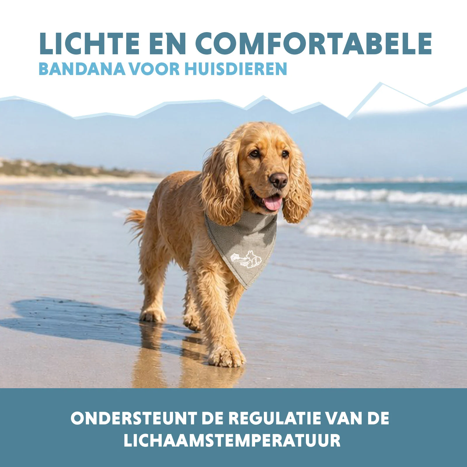 Bandana de răcorire pentru câini, bej, M, 65 x 30 cm – Coolpets Cooling Bandana - imagine 4