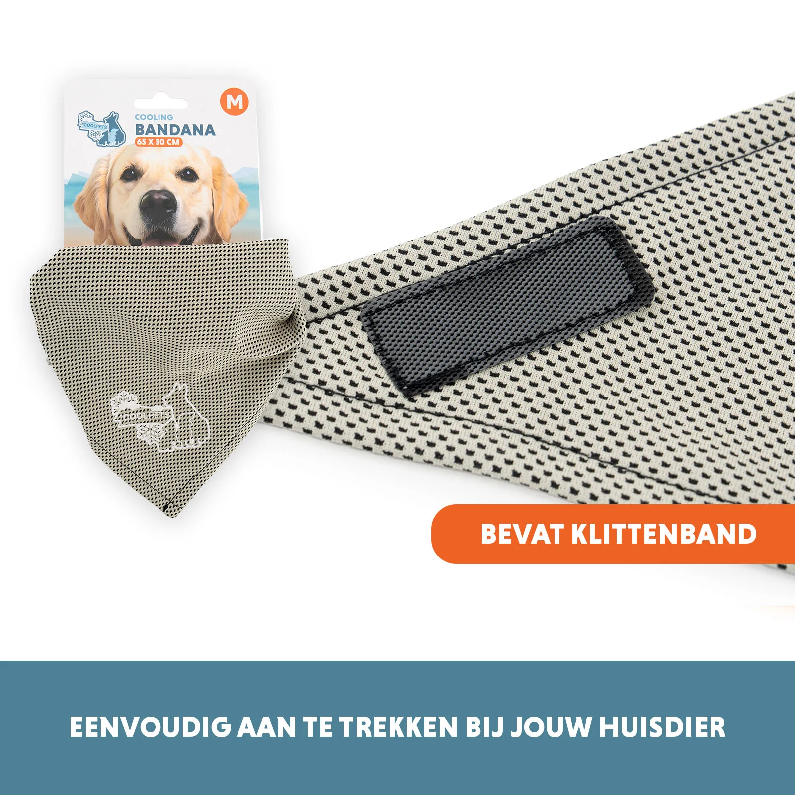 Bandana de răcorire pentru câini, bej, M, 65 x 30 cm – Coolpets Cooling Bandana - imagine 5