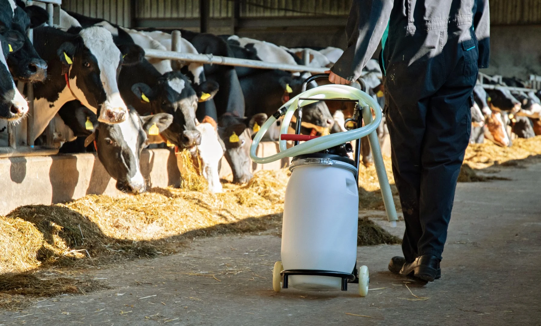 Cărucior pentru pompa de drenaj, cu suporturi pentru rezervor și furtun, pliabil, 100 cm – Excellent Cow Drencher - imagine 2