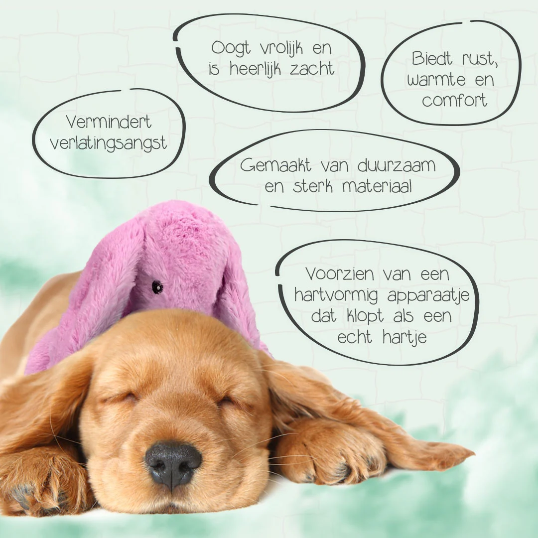 Jucărie de pluș pentru câini, în formă de iepure, cu bătăi ale inimii și săculeț care poate fi încălzit, Roz, 30 x 20 cm – Cozy Dog Bunny - imagine 3