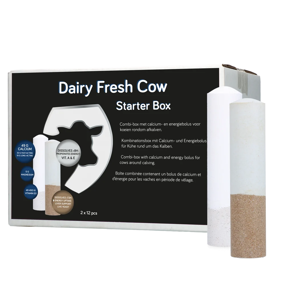 Set de bolusuri pentru vaci de lapte, cu calciu și energie, 2 x 12 bucăți – Hofman Animal Care Dairy Fresh Cow Starter Box - imagine 1