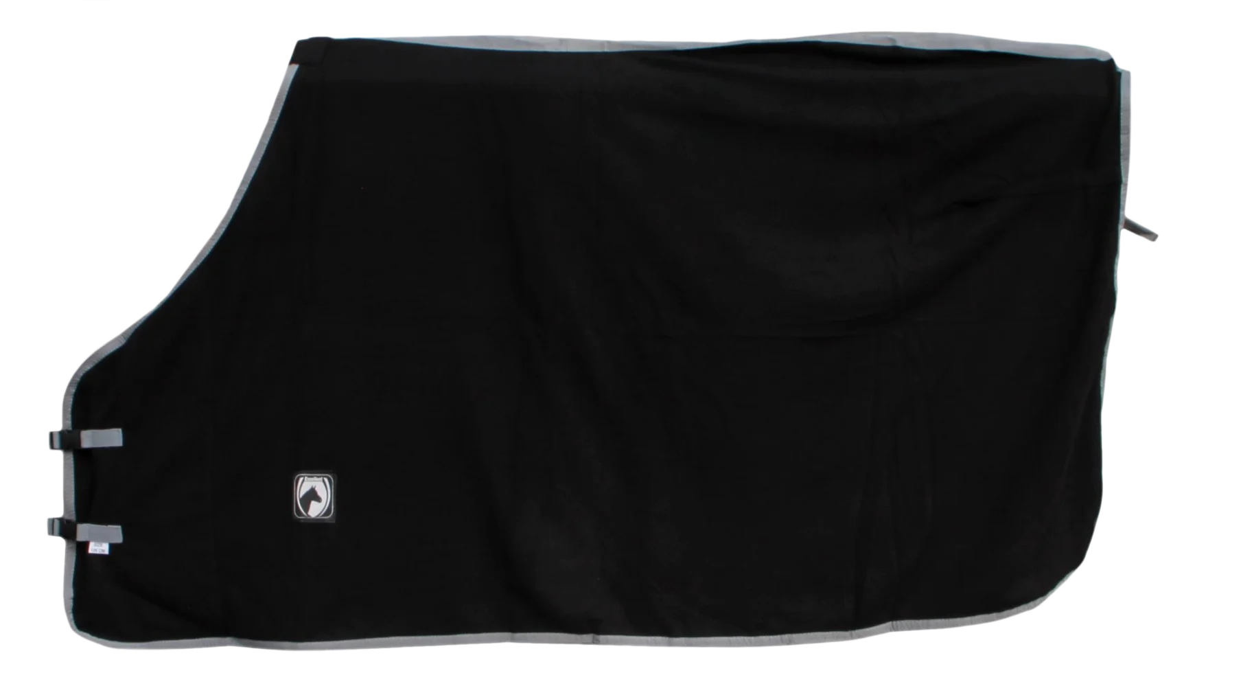 Pătură de fleece pentru transpirație, cu închidere cu clipsuri, neagră cu bandă gri, 135/185 cm - imagine 1