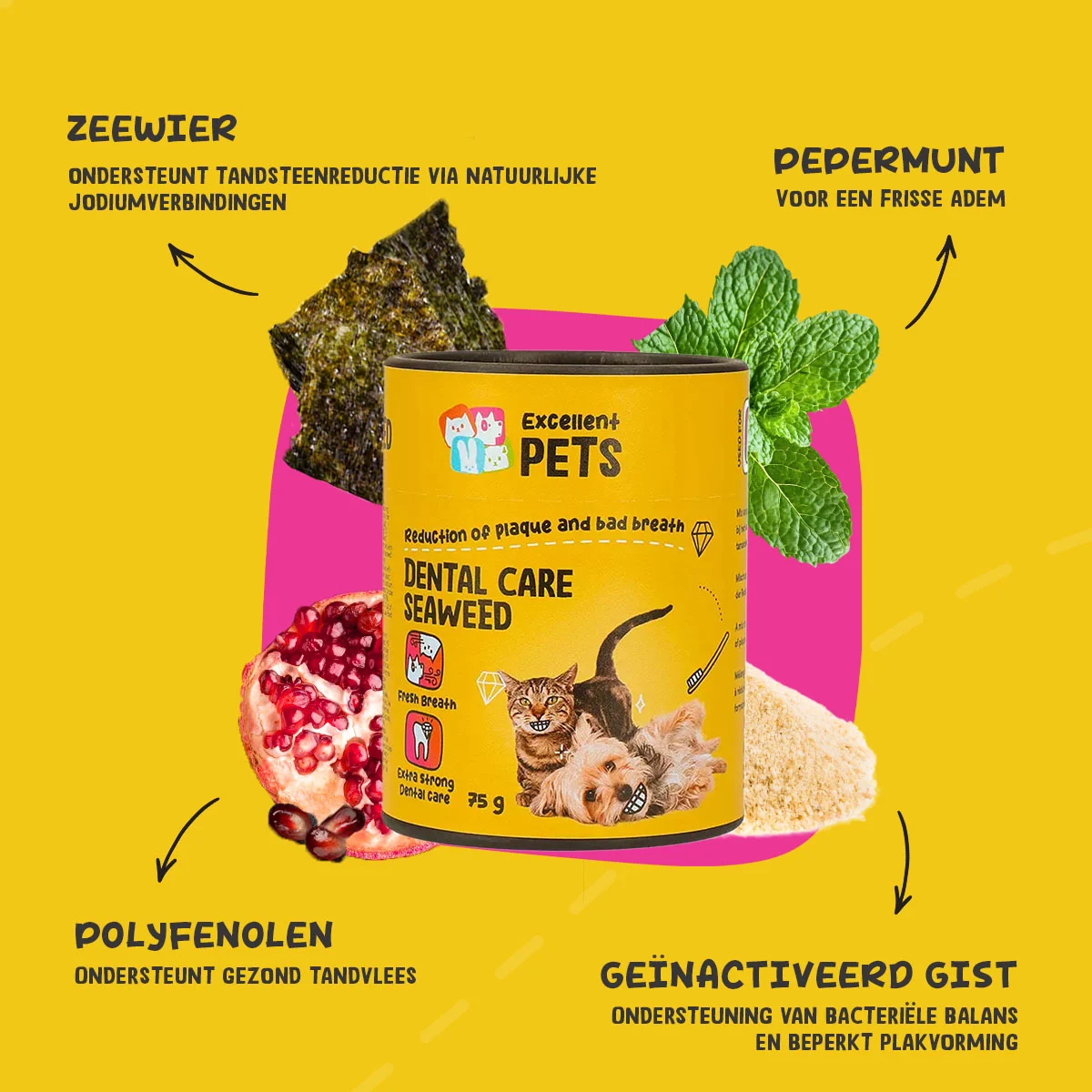 Supliment dentar pentru câini și pisici, 75 g – Excellent Pets Dental Care Seaweed - imagine 5
