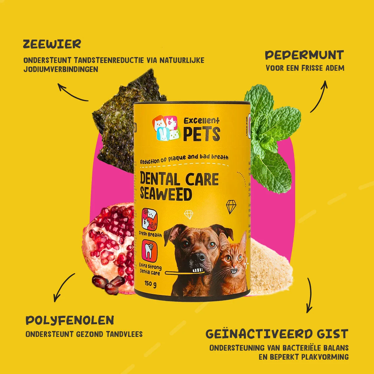 Supliment pentru dinți pentru câini și pisici, 150 g – Excellent Pets Dental Care Seaweed - imagine 5