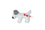 Jucărie de pluș pentru câini din piele de vită, cu chițăitoare cu zgomot redus, gri deschis – Cățeluș Doggy Doodles - imagine 2