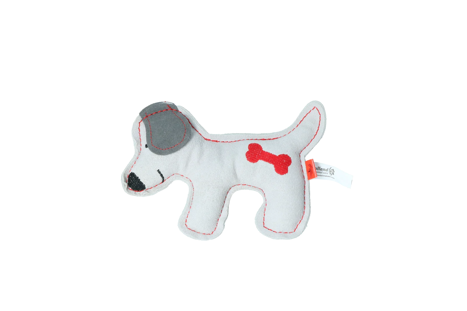 Jucărie de pluș pentru câini din piele de vită, cu chițăitoare cu zgomot redus, gri deschis – Cățeluș Doggy Doodles - imagine 2