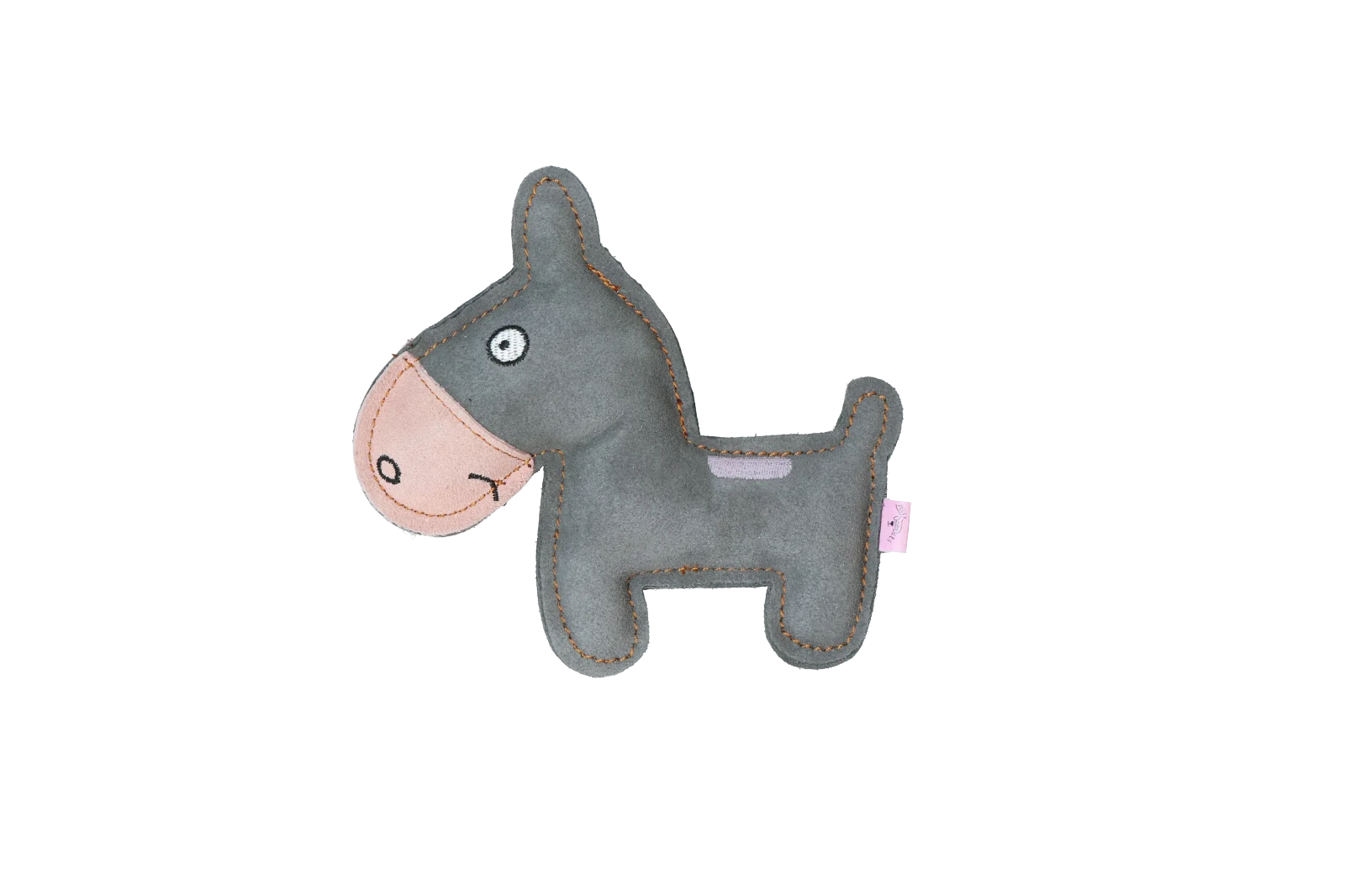 Jucărie pentru câini din piele de bovină cu squeaker cu sunet discret, roz – Măgăruș Tiny Doodles - imagine 2