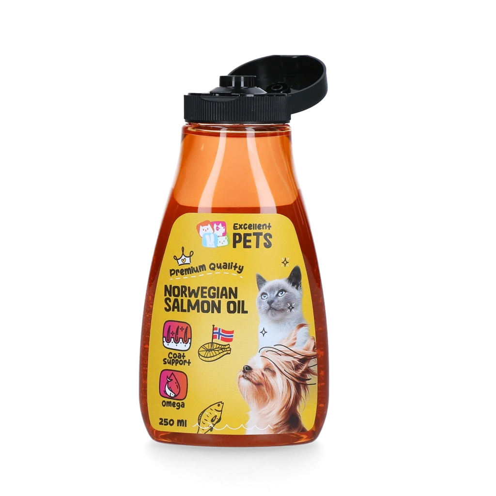 Ulei de somon norvegian pentru câini și pisici, 250 ml în flacon cu dozator prin apăsare – Excellent Pets Norwegian Salmon Oil - imagine 2