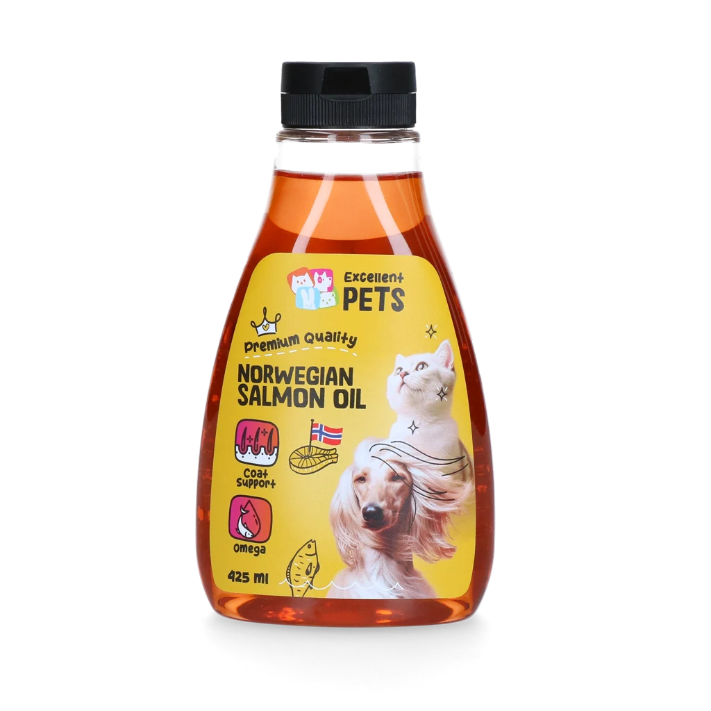 Ulei de somon din Norvegia pentru câini și pisici, 425 ml în flacon cu dozator prin apăsare – Excellent Pets Norwegian Salmon Oil - imagine 1