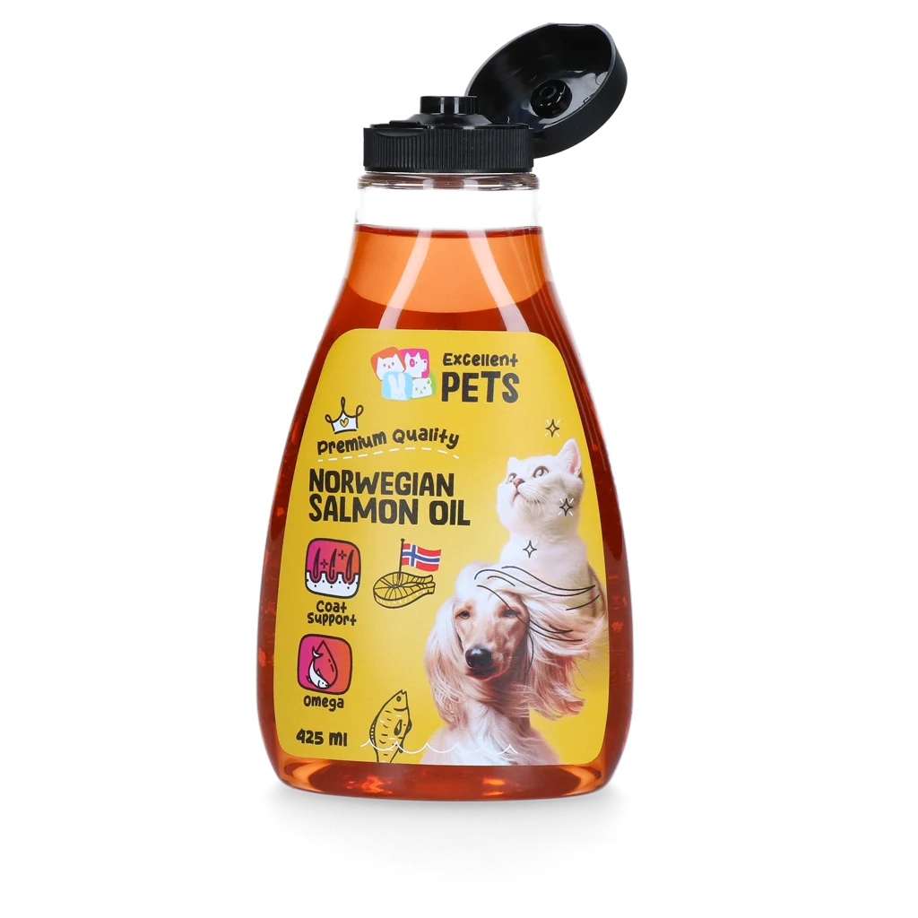Ulei de somon din Norvegia pentru câini și pisici, 425 ml în flacon cu dozator prin apăsare – Excellent Pets Norwegian Salmon Oil - imagine 2