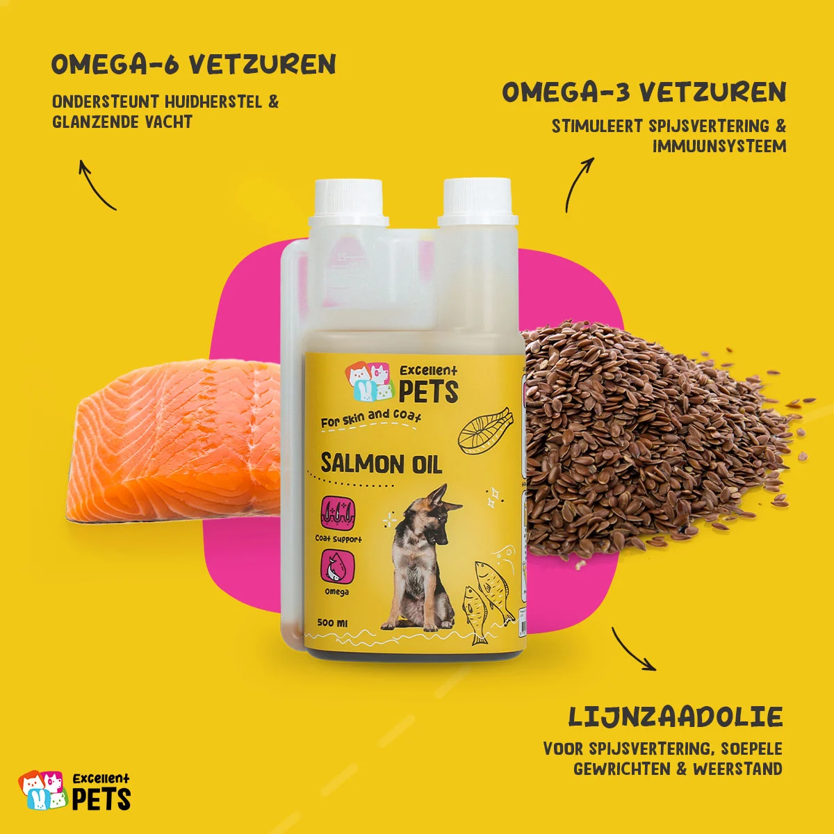 Ulei de somon pentru câini cu Omega 3 și 6, 500 ml – Excellent Pets Dog Salmon Oil - imagine 5