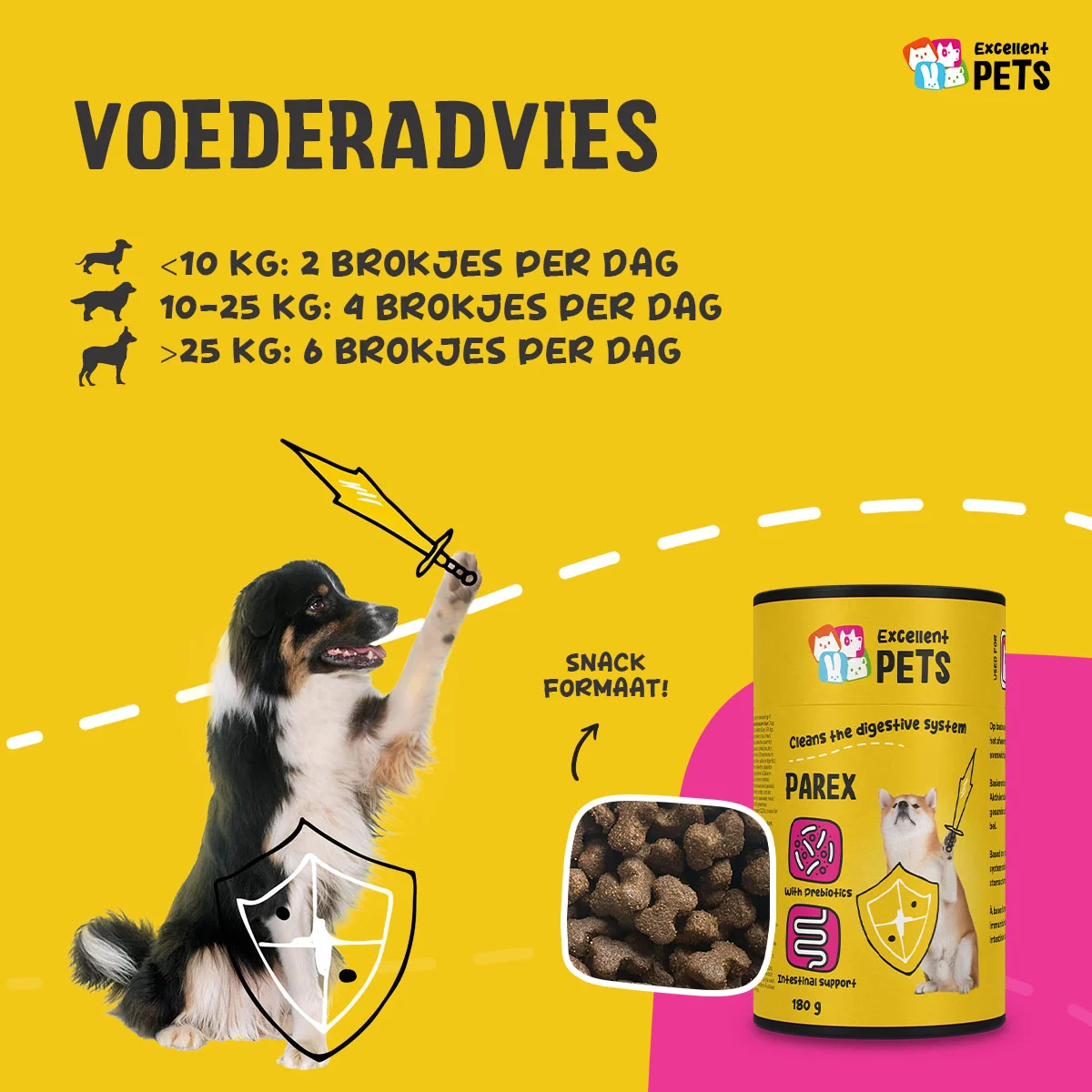 Supliment pentru câini cu prebiotice, sub formă de granule, 180 g – Excellent Pets Dog Parex - imagine 2