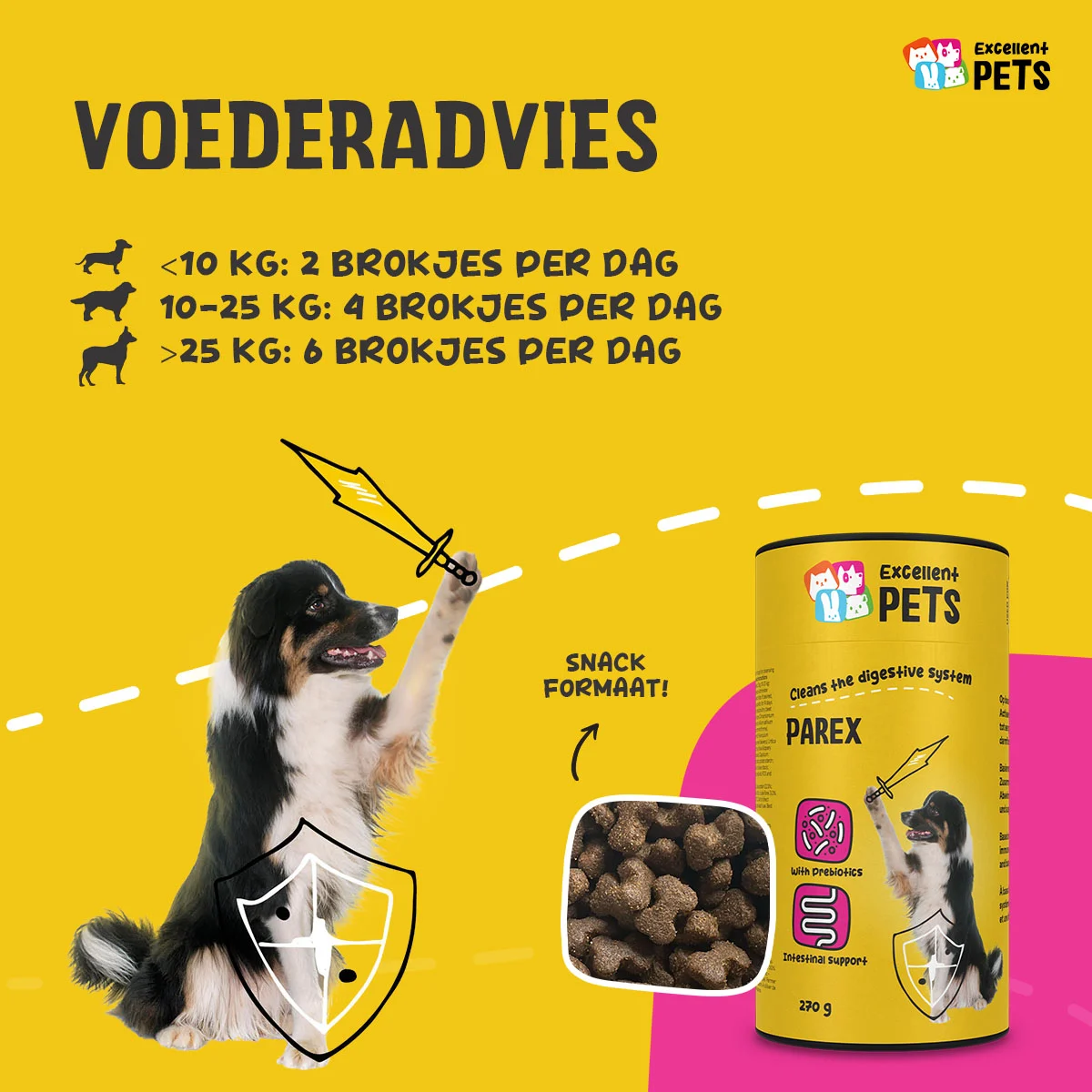Supliment pentru câini cu prebiotice, sub formă de granule, 270 g – Excellent Pets Dog Parex - imagine 2