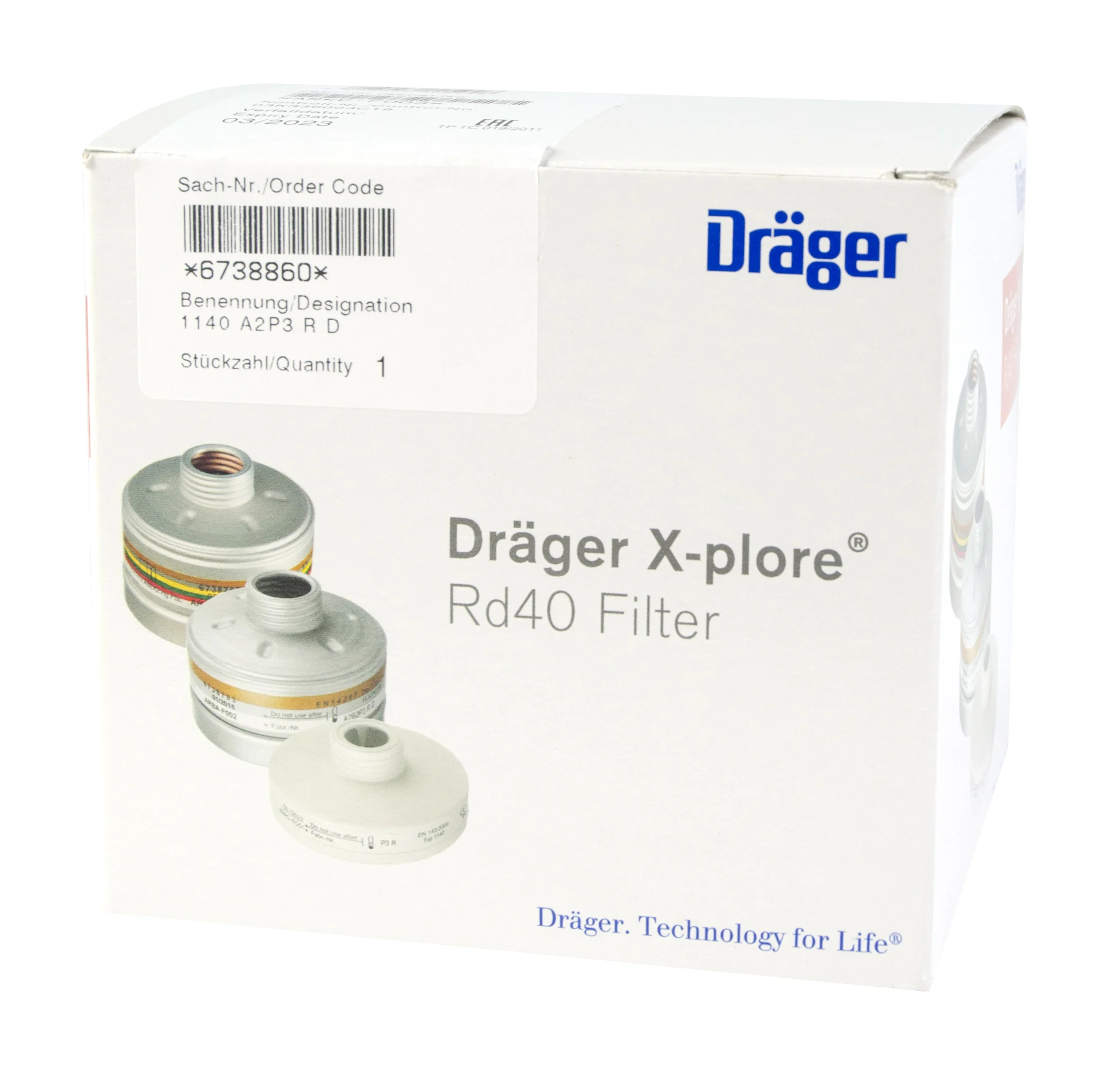 Filtru pentru mască A2-P3 cu conexiune cu filet RD40 – Dräger Filter RD 40 A2-P3 - imagine 2