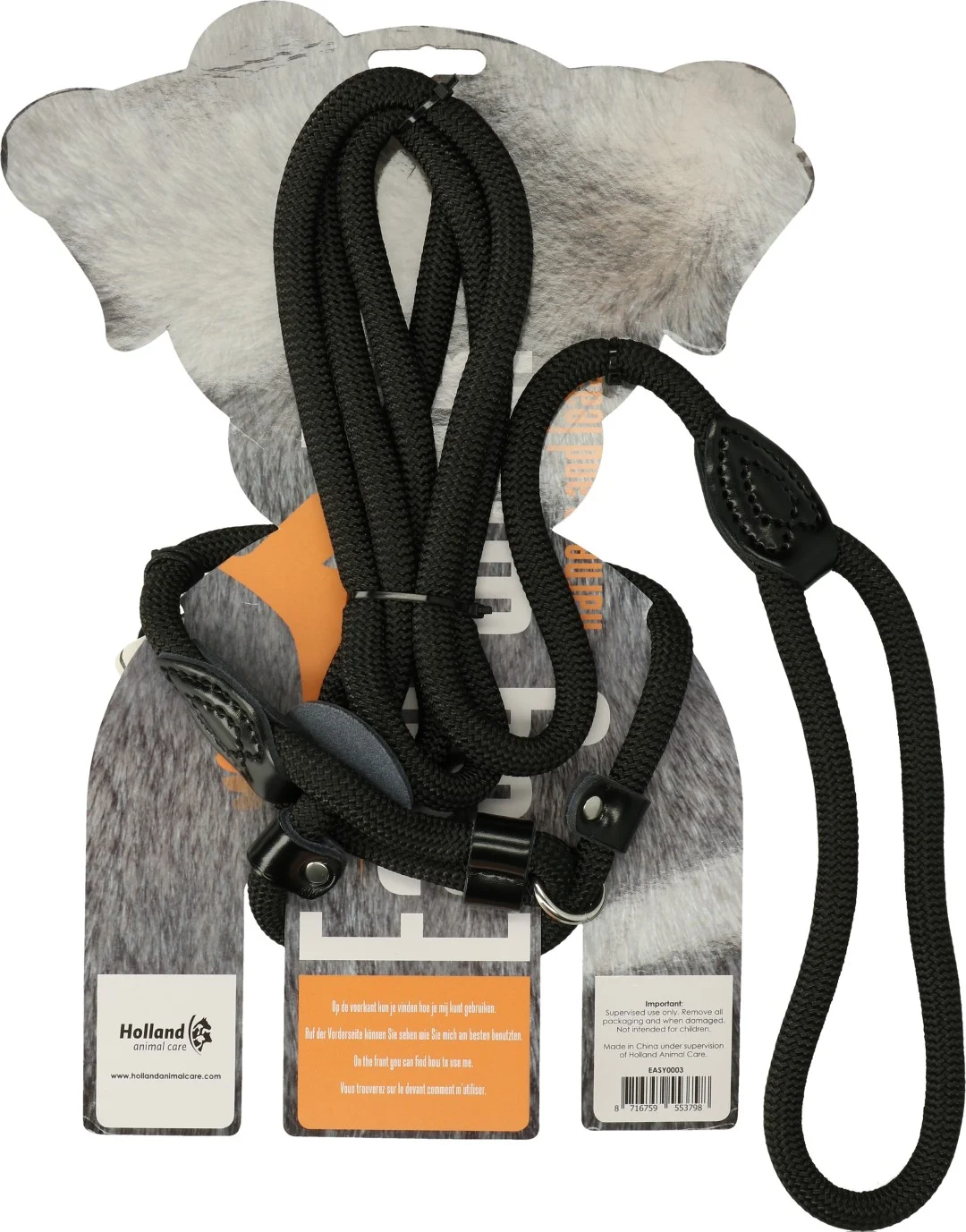 Ham pentru câine cu lesă din frânghie, negru – model Easy Walk cu mâner - imagine 2