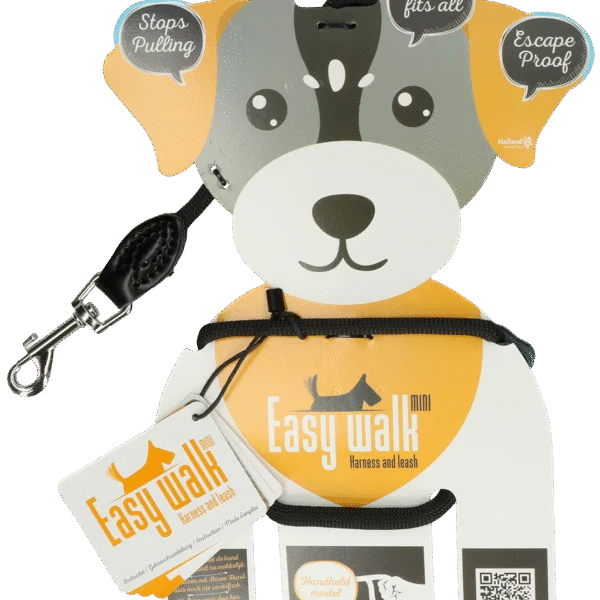 Ham pentru câine cu lesă din frânghie, negru, Mini 300 cm – model Easy Walk cu bretea peste umăr