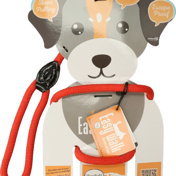 Ham pentru câini cu lesă din frânghie, roșu – model de mână Easy Walk