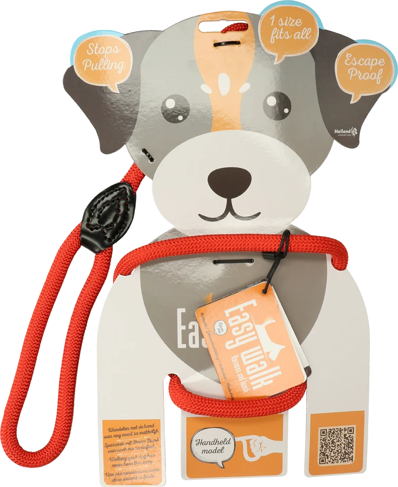 Ham pentru câini cu lesă din frânghie, roșu – model de mână Easy Walk - imagine 1