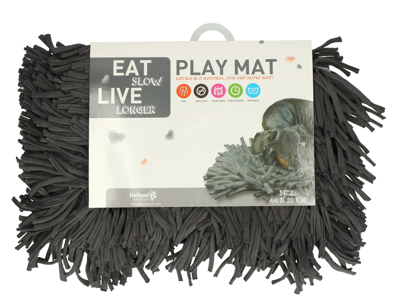 Covoraș de adulmecare pentru câini cu fâșii de material textil, gri, 44 x 28 cm – Eat Slow Live Longer Play Mat - imagine 3