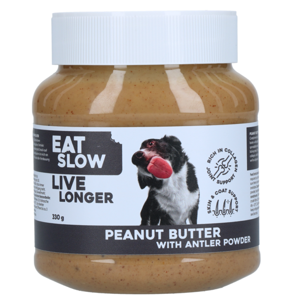 Unt de arahide pentru câini, pentru covorașe de lins – Eat Slow Live Longer Unt de arahide + pudră de colagen