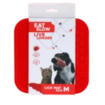 Covoraș de lins pentru câini, cu 2 modele și ventuze, 21 x 21 cm, roșu – Eat Slow Live Longer Lick Mat Duo M