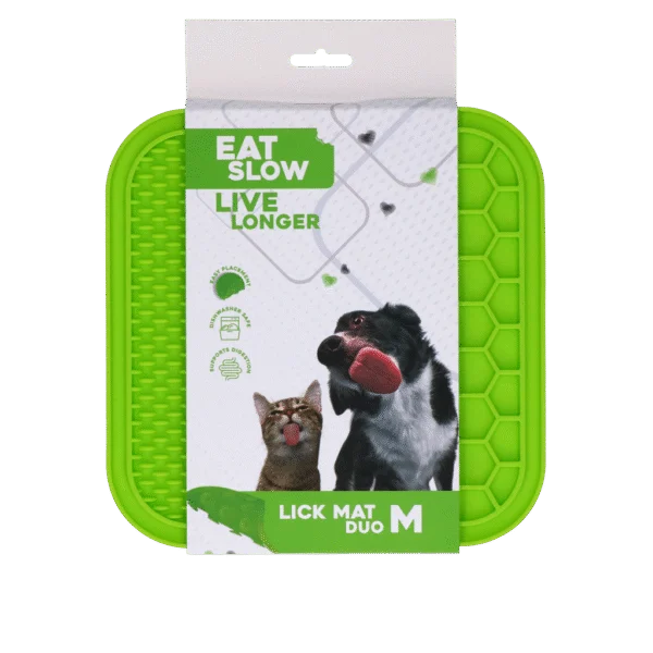 Covoraș pentru lins pentru câini cu noduri și fagure, 21 x 21 cm, verde – Eat Slow Live Longer Lick Mat Duo M