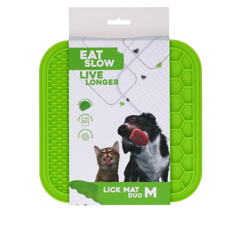 EATS062GE.png Covoraș pentru lins pentru câini cu noduri și fagure, 21 x 21 cm, verde – Eat Slow Live Longer Lick Mat Duo M - imagine 1
