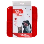 Covoraș de lins pentru câini cu 4 modele și ventuze, 21 x 21 cm, roșu – Eat Slow Live Longer Lick Mat Dimensions Rectangle