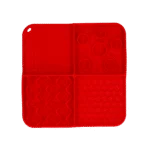 Covoraș de lins pentru câini cu 4 modele și ventuze, 21 x 21 cm, roșu – Eat Slow Live Longer Lick Mat Dimensions Rectangle - imagine 2