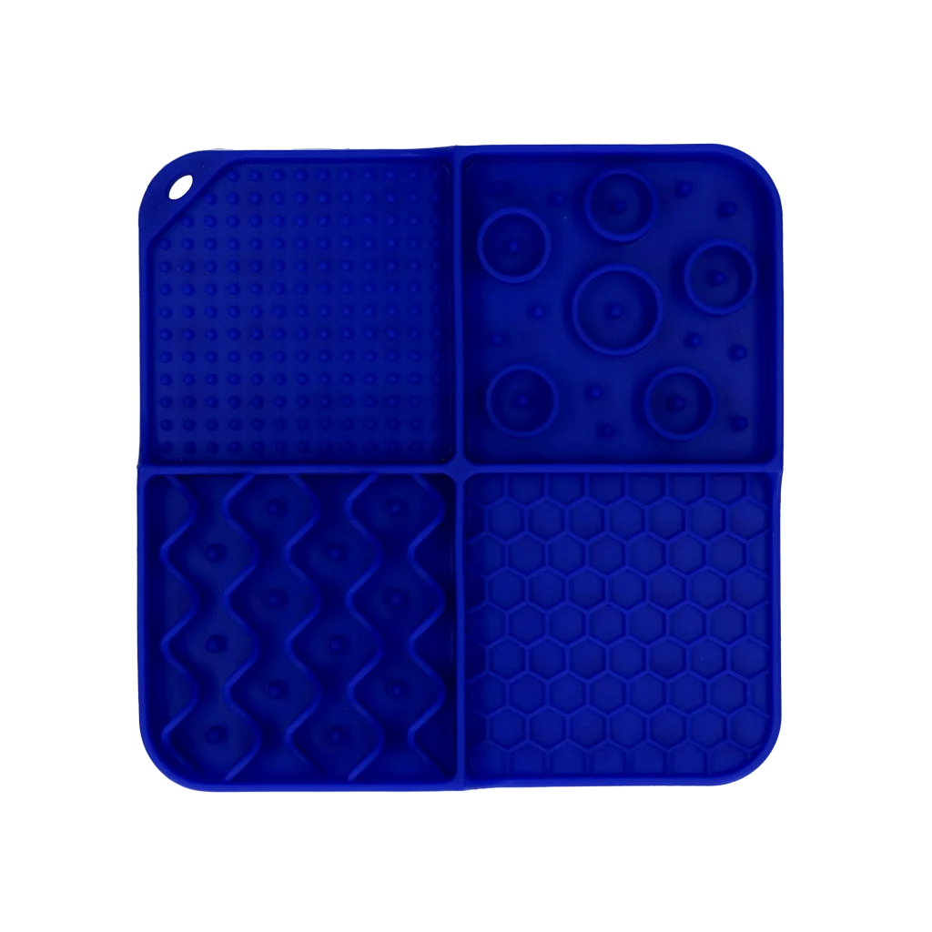 Covoraș pentru lins pentru câini, cu 4 modele și ventuze, 21 x 21 cm, albastru – Eat Slow Live Longer Lick Mat Dimensions Rectangle - imagine 2