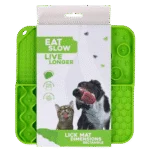 Saltea de lins pentru câini cu 4 modele și ventuze, 21 x 21 cm, verde – Eat Slow Live Longer Lick Mat Dimensions Rectangle
