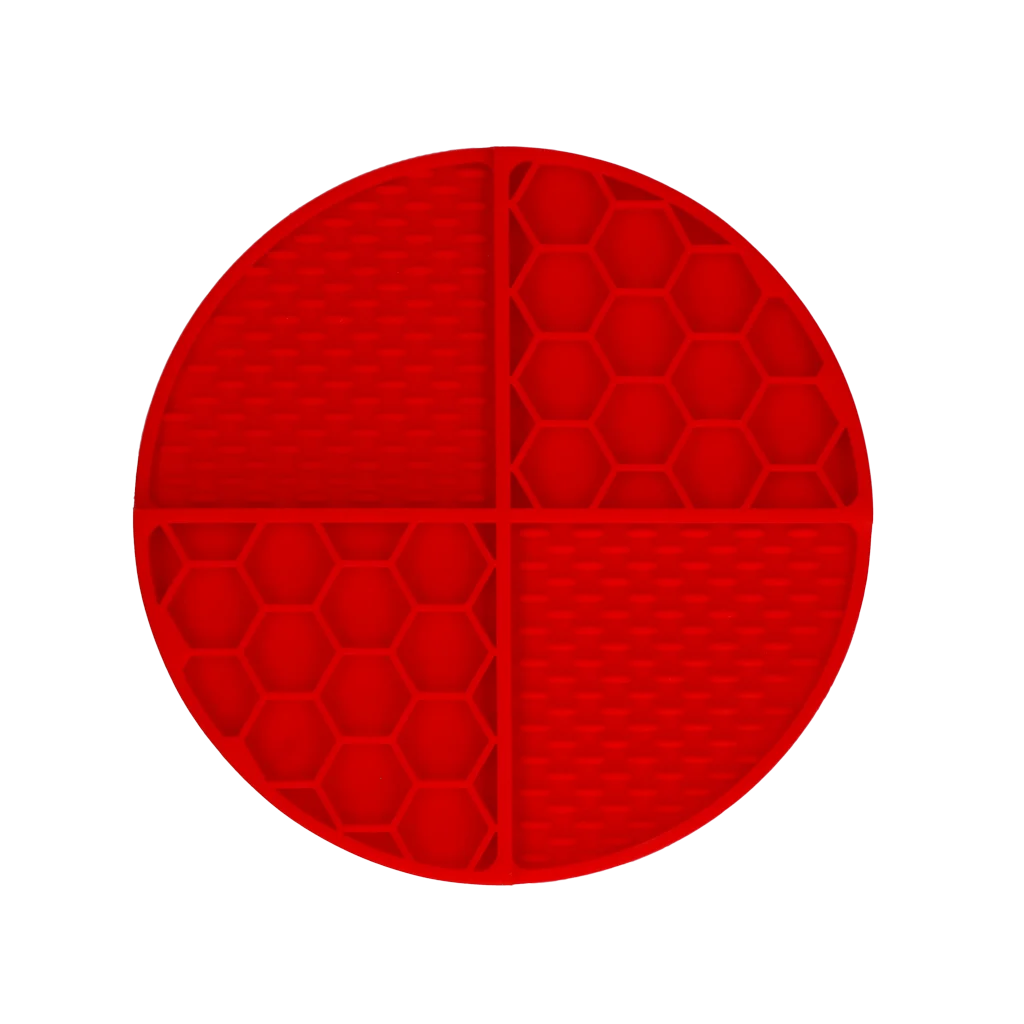 Covoraș rotund de lins cu compartimente adânci, roșu, ø 21 cm – Eat Slow Live Longer Lick Mat Dimensions Circle - imagine 2
