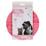 Covoraș rotund de lins cu compartimente adânci, roz, ø 21 cm – Eat Slow Live Longer Lick Mat Dimensions Circle