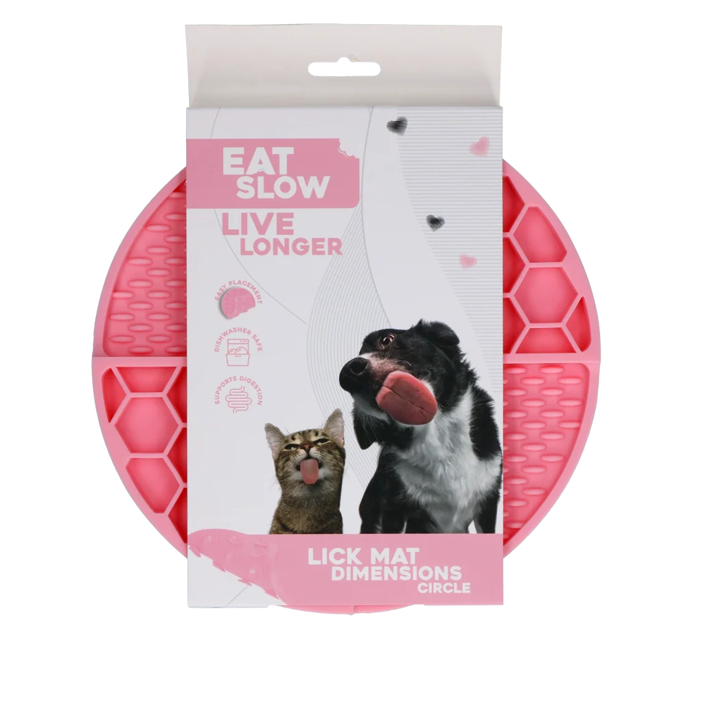 Covoraș rotund de lins cu compartimente adânci, roz, ø 21 cm – Eat Slow Live Longer Lick Mat Dimensions Circle - imagine 1