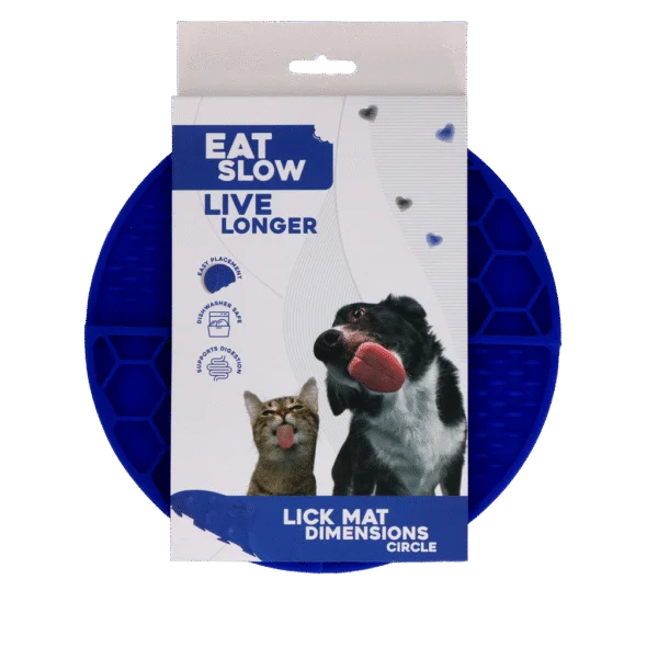Covoraș rotund de lins cu compartimente adânci, albastru, ø 21 cm – Eat Slow Live Longer Lick Mat Dimensions Circle