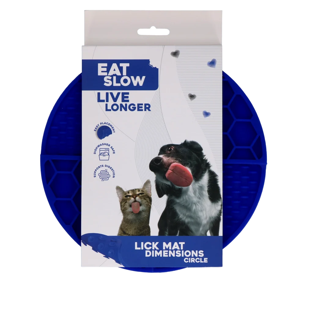 Covoraș rotund de lins cu compartimente adânci, albastru, ø 21 cm – Eat Slow Live Longer Lick Mat Dimensions Circle - imagine 1