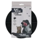 Covoraș rotund de lins cu compartimente adânci, gri, ø 21 cm – Eat Slow Live Longer Lick Mat Dimensions Circle