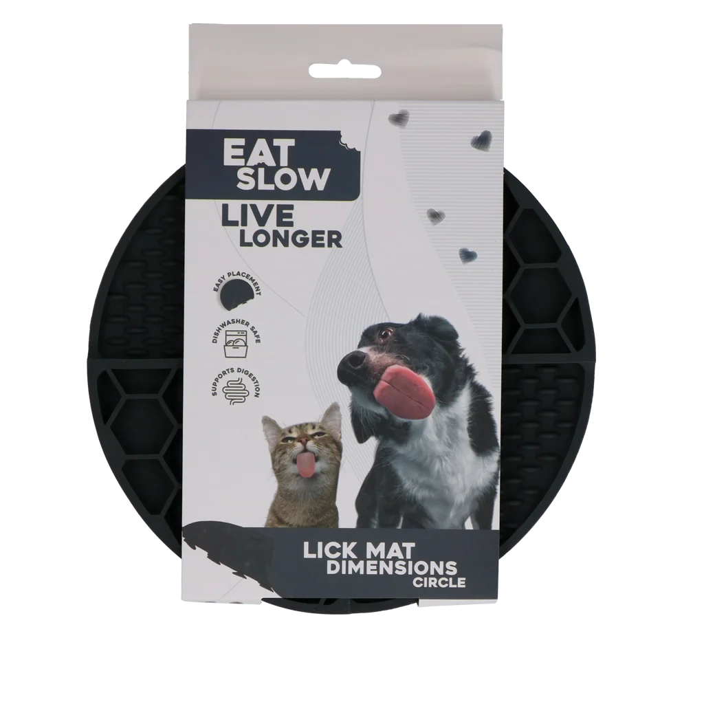 Covoraș rotund de lins cu compartimente adânci, gri, ø 21 cm – Eat Slow Live Longer Lick Mat Dimensions Circle - imagine 1