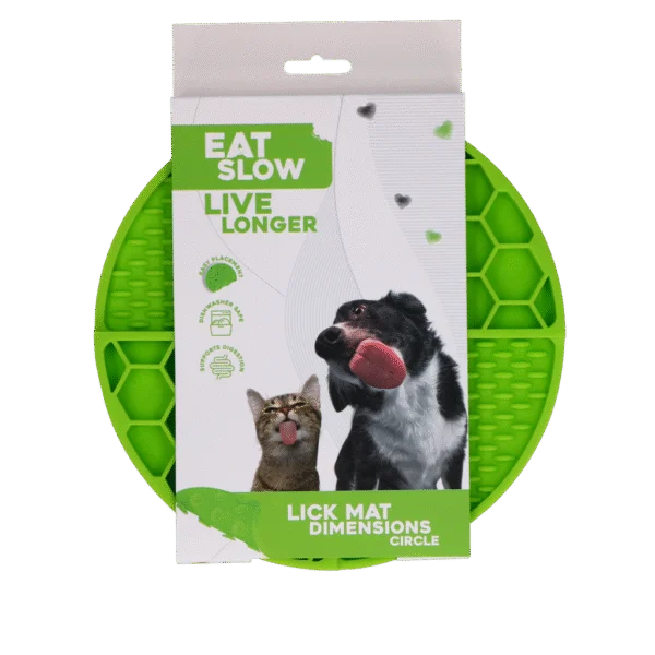Covoraș rotund de lins cu buzunare adânci, verde, ø 21 cm – Eat Slow Live Longer Lick Mat Dimensions Circle