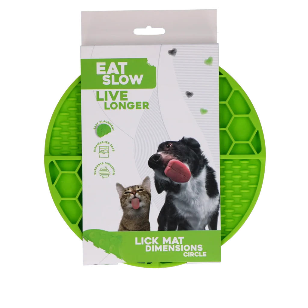 Covoraș rotund de lins cu buzunare adânci, verde, ø 21 cm – Eat Slow Live Longer Lick Mat Dimensions Circle - imagine 1