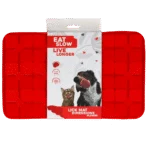 Covoraș de lins pentru câini, cu clapete în formă de floare și ventuze, 21 x 34 cm, roșu – Eat Slow Live Longer Lick Mat Dimensions Flower