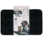 Covoraș de lins pentru câini cu clapete în formă de floare și ventuze, 21 x 34 cm, gri – Eat Slow Live Longer Lick Mat Dimensions Flower