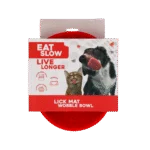 Bol antiînfulecare pentru câini cu suprafață de lins, roșu, 17 cm – Eat Slow Live Longer Lick Mat Wobble Bowl