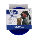 Bol antiînfulecare pentru câini, cu bază rotundă și proeminențe, Ø 17 cm, albastru – Eat Slow Live Longer Lick Mat Wobble Bowl