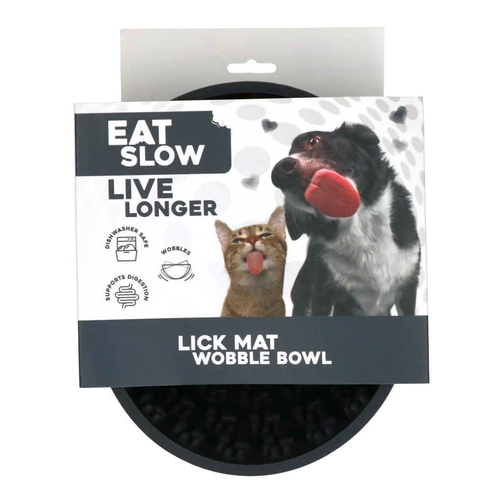 Bol antiînfulecare pentru câini, cu bază rotundă și proeminențe, Ø 17 cm, gri – Eat Slow Live Longer Lick Mat Wobble Bowl - imagine 1