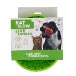 Bol antiînfulecare pentru câini cu bază rotunjită și protuberanțe, Ø 17 cm, verde – Eat Slow Live Longer Lick Mat Wobble Bowl