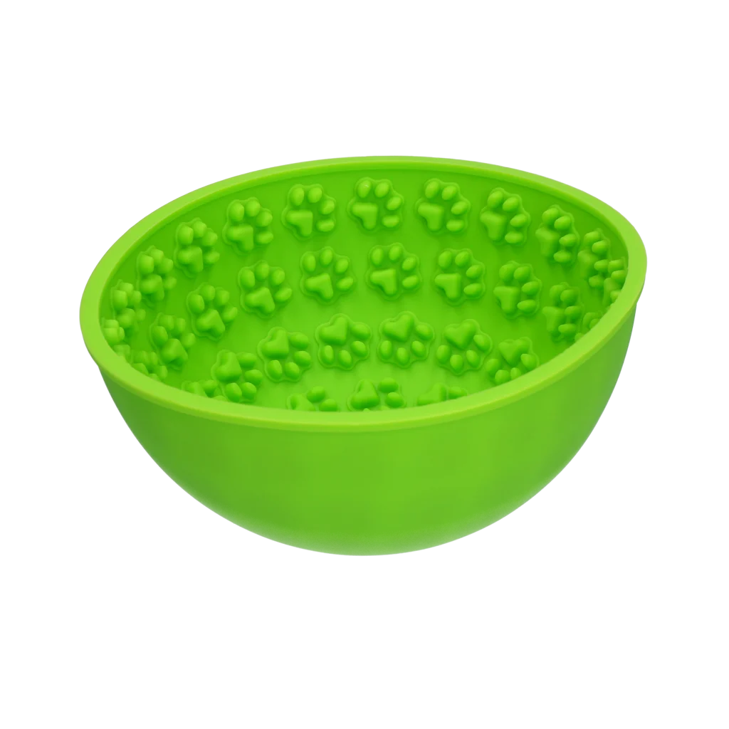 Bol antiînfulecare pentru câini cu bază rotunjită și protuberanțe, Ø 17 cm, verde – Eat Slow Live Longer Lick Mat Wobble Bowl - imagine 3