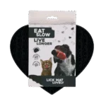 Covoraș de lins pentru câini, în formă de inimă, cu model XO, 19 x 23 cm, gri – Eat Slow Live Longer Lick Mat Lovely Heart