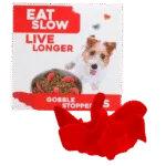 Inserție antiînfulecare pentru bolul câinelui, cu ventuze, roșu S, diametrul bazei 9,5 cm – Eat Slow Live Longer Gobble Stopper