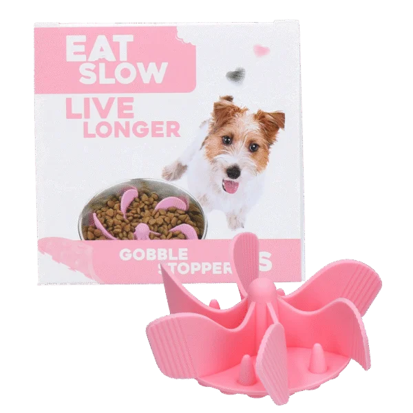 Inserție antiînfulecare din silicon pentru câini, cu ventuze, S, diametrul bazei 9,5 cm, roz – Eat Slow Live Longer Gobble Stopper